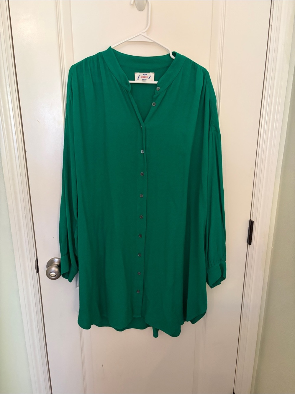 Xirena Bobby Dress-Emerald Green Button-Front Tunic Dress-NWOT